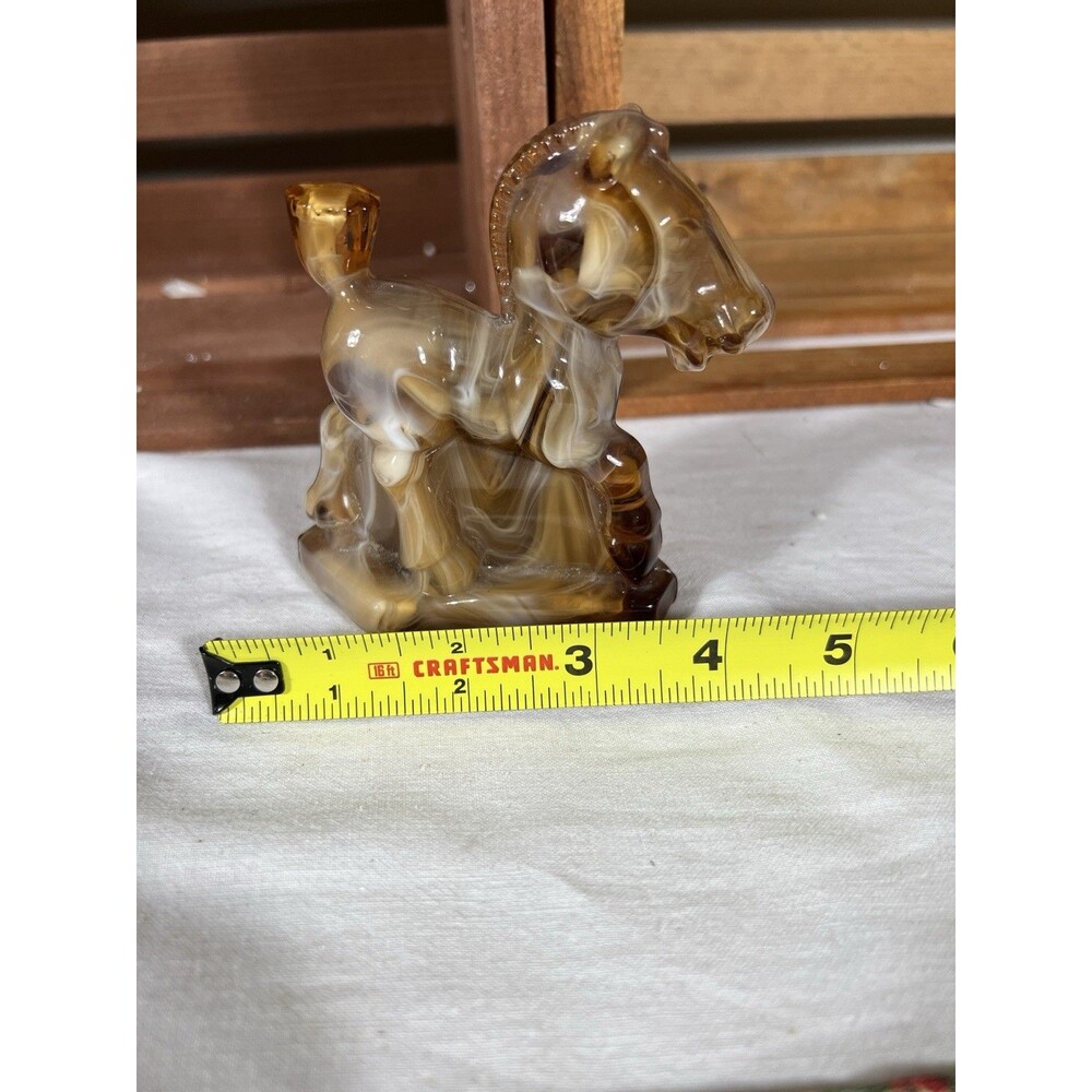 Vintage Imperial Caramel Slag Glass Plug Horse "Sparky" Figurine